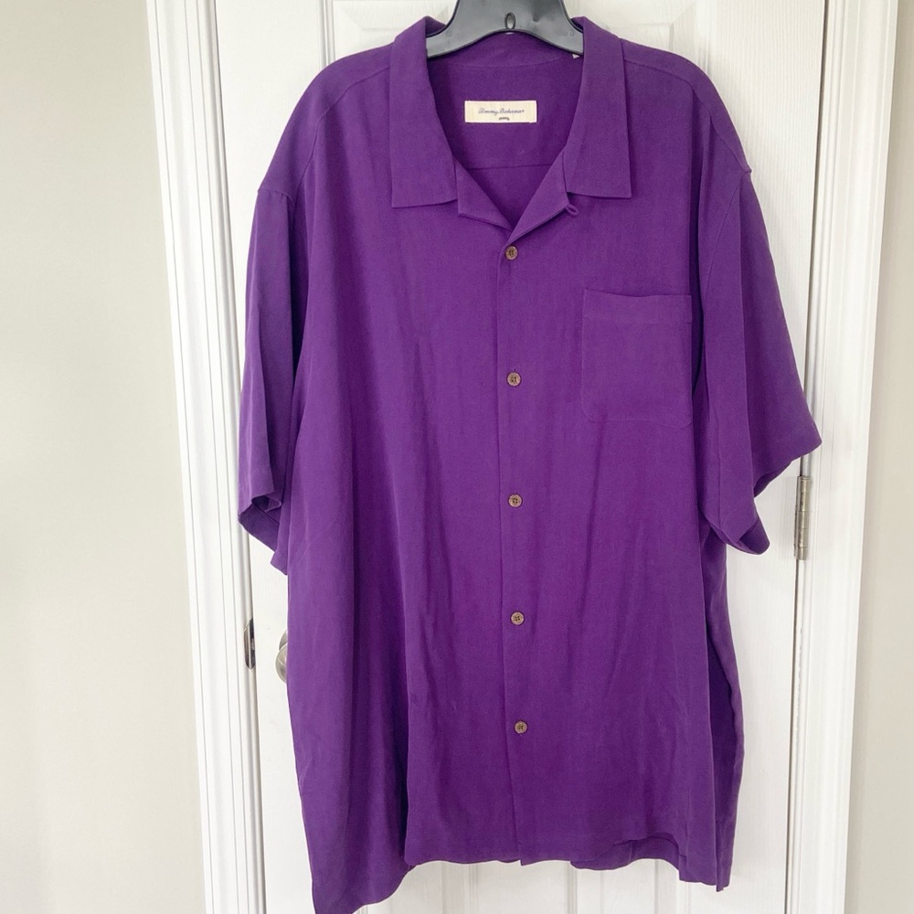 Tommy Bahama NWT Purple Cayman Camp Silk Short Sleeve Shirt Button Up Men’s 3XL